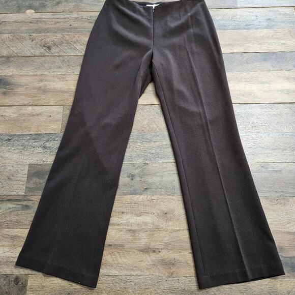 Mainbocher Wide Leg Brown Front Zip Up Dress Pants Size 6 Womens Minimal Career - Picture 2 of 9
